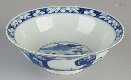 Large Chinese porcelain bowl with round figures decor