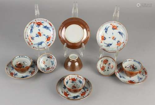 Six 18th century Chinese porcelain cups and saucers