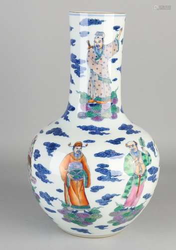 Chinese porcelain vase with Chinese deities in the