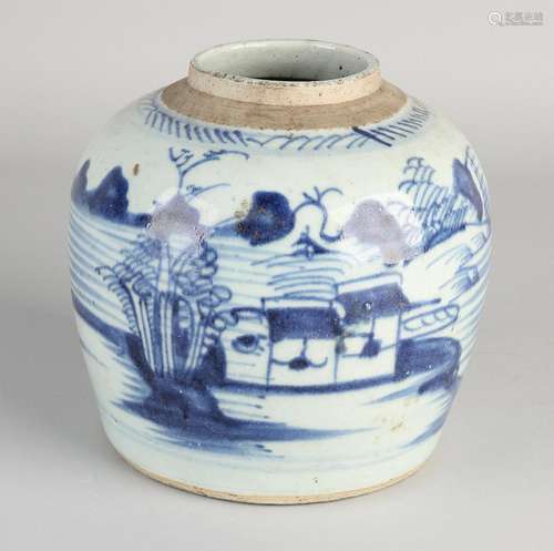 Antique Chinese porcelain ginger jar with sea-face