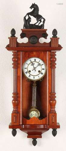 German walnut regulator with Junghans watch. Antique