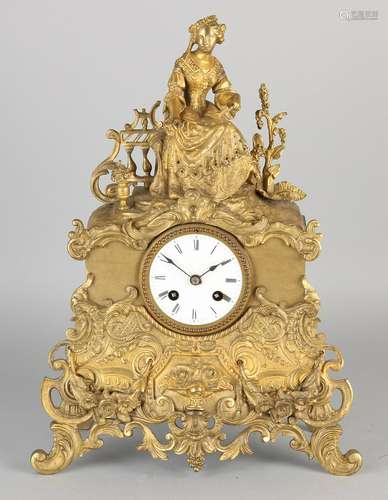 19th Century French gilt bronze mantel clock. Damage.