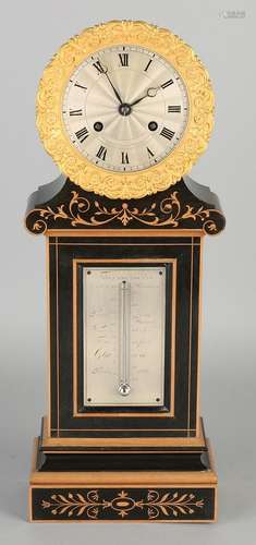 French antique mahogany Charles Dix thermometer-clock