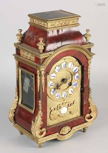 19th Century French tortoise glued religious clock with