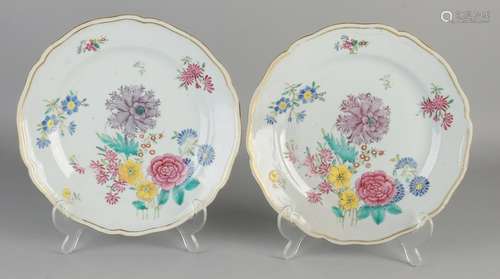 Two 18th century Chinese porcelain Family Rose plates