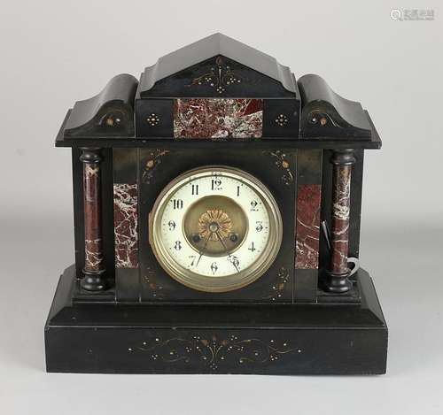 Antique French marble mantel clock. Eight day-movement,