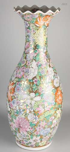 Large Chinese porcelain vase with floral Rose Family /