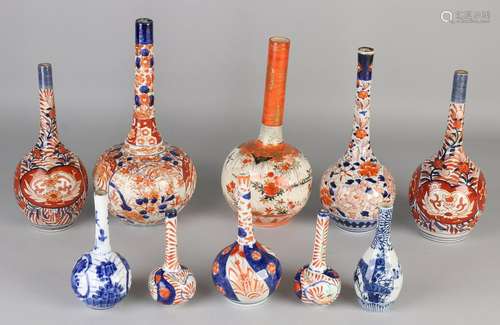 Lot antique Japanese porcelain vases pipe (10x).