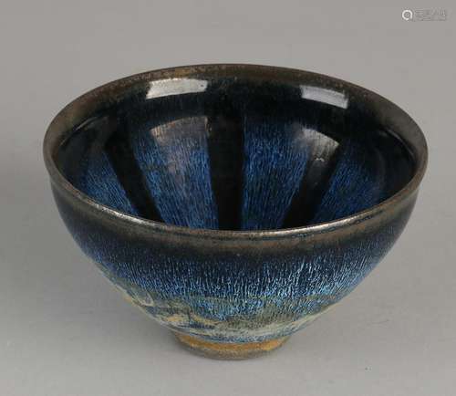 Chinese glazed terracotta bowl with blue enamel