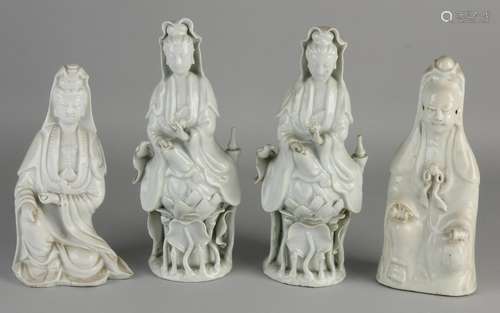 Four antique Chinese porcelain Quan Yin Blanc de Chine