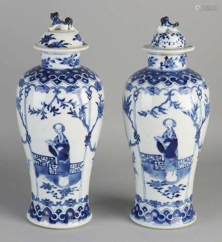 Two 18th - 19th century Chinese porcelain covered vases