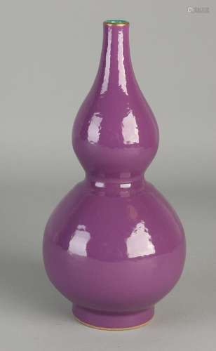 Chinese porcelain vase with purple glaze bump + gold