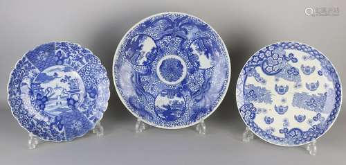 Three large antique Japanese porcelain decorative