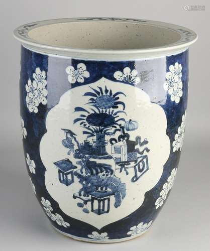 Large Chinese porcelain vase with valuables decor. 19th