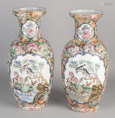 Two Chinese porcelain vases with Rose Family soil