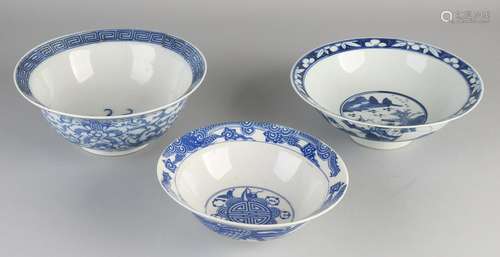 Three antique Chinese porcelain bowls. One time in