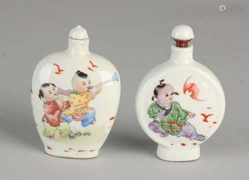 Two great ancient Chinese porcelain snuff bottles with