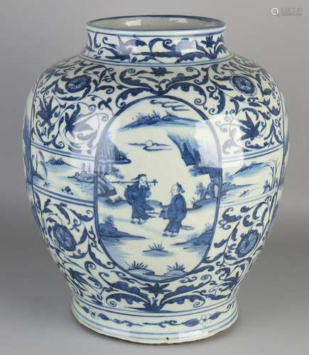 Very large Chinese porcelain vase with floral / figures