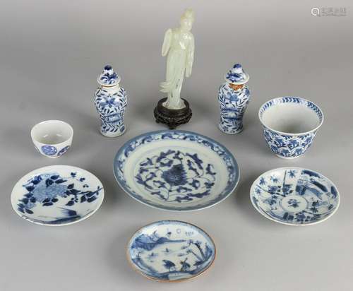 9x China. Comprising: Jade Kwan Yin damaged. 2x Chinese