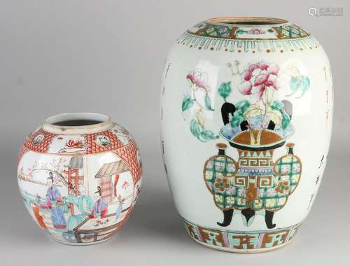 Two 19th century Chinese porcelain vases. One tall vase