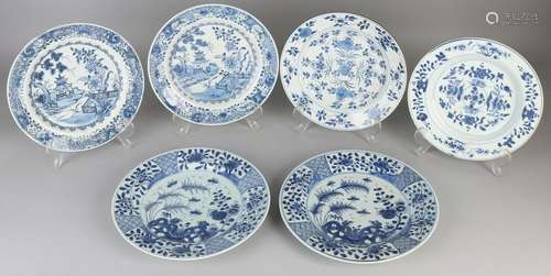 Six antique Chinese porcelain plates. Three sets of