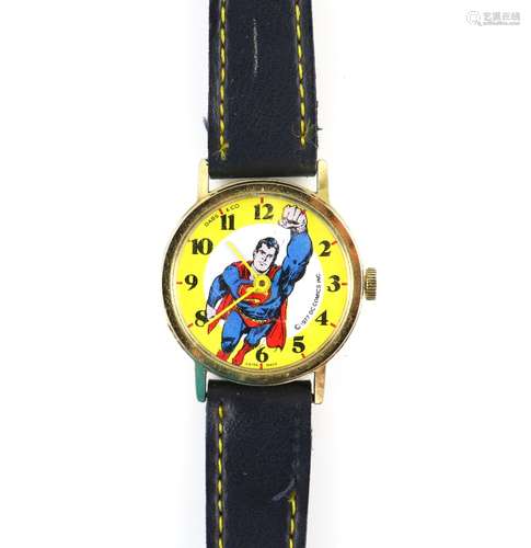 A Superman character wristwatch, the dial signed Dabs and Co swiss made, with central reserve