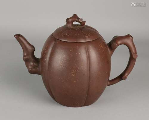 Very old / antique Chinese Yixing teapot in pumpkin