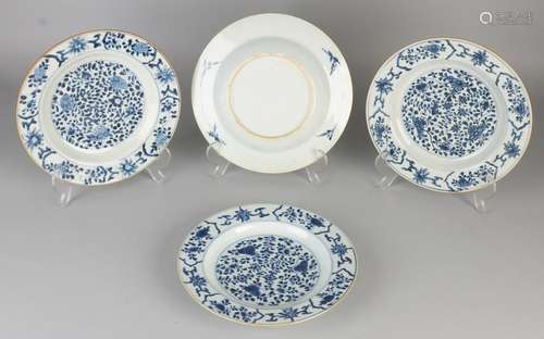 Four 18th century Chinese porcelain plates with parsley