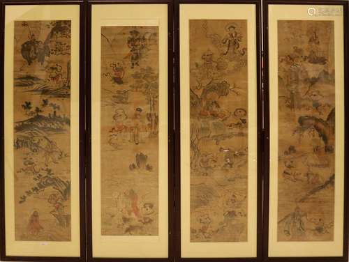 Four Chinese watercolors on paper. Approximately 1900.