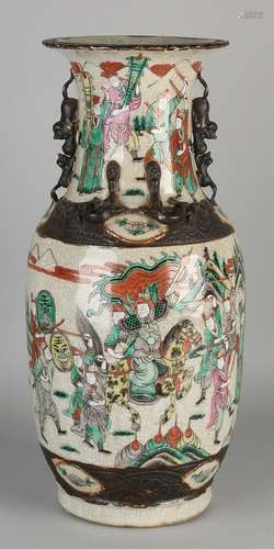 Large antique Chinese porcelain vase with Cantonese