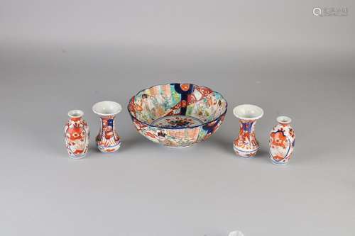 Five times 19th century Japanese Imari porcelain.