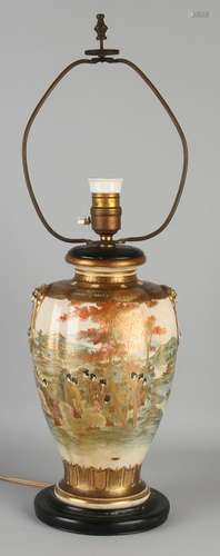 Antique Japanese Satsuma porcelain table lamp with