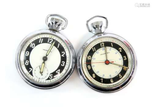 Two Ingersoll open face pocket watches, signed dials with Arabic numeral hour markers and subsidiary