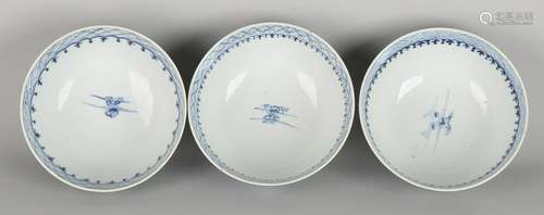 Three antique Chinese porcelain bowls with coastal