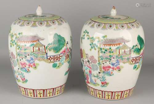 Two big old / antique Chinese porcelain vases Family