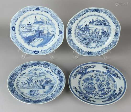 Four 18th century Queng Lung Chinese porcelain plates