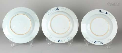 Three 18th century Chinese porcelain plates with garden