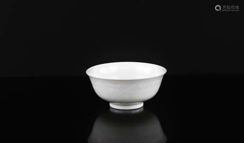 A white monochrome bowl with anhua design on both the exterior and interior, 11 cm diameter;