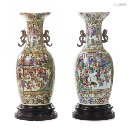 Pair of large Chinese porcelain vases