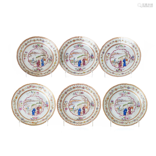 Six 'Mandarin' in Chinese porcelain, Qianlong