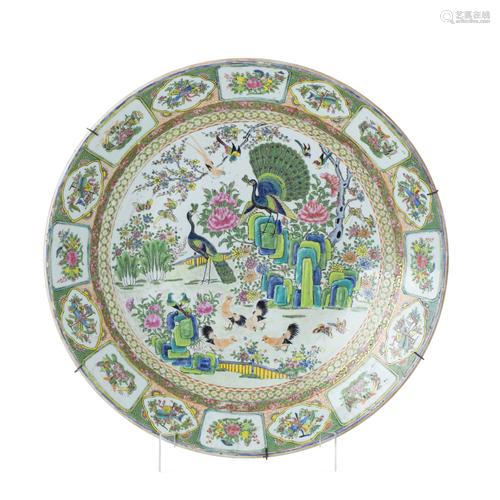 Large Chinese Peacock porcelain plate, G…