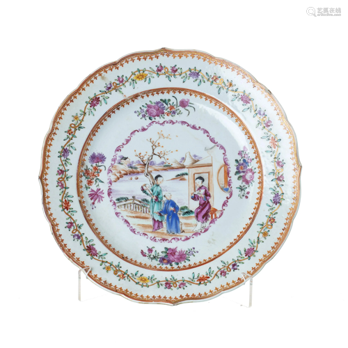 Large 'Mandarin' plate in Chinese porcelain,…