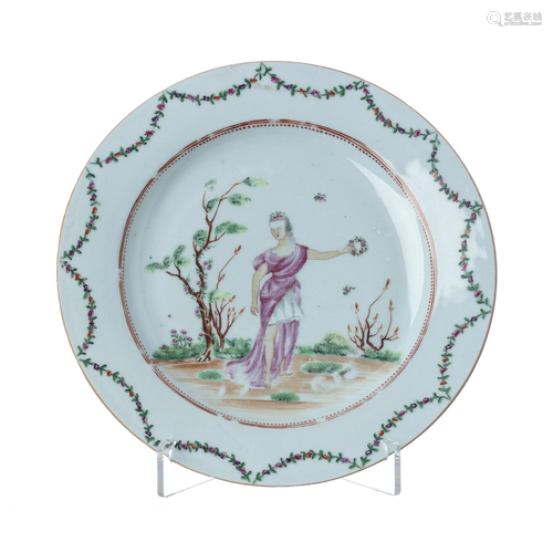 Mythological figure plate 'Flora' in Chinese por…