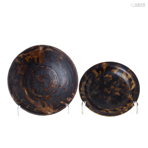 Two Chinese Cizhou tortoiseshell dishes, Song