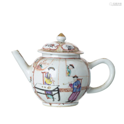 Mandarin teapot in Chinese porcelain, Qianlong