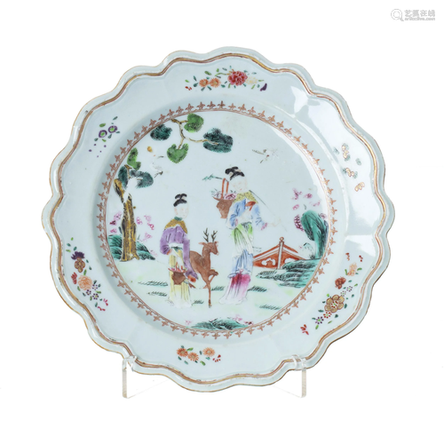 Chinese porcelain figures and deer plate, Qi…