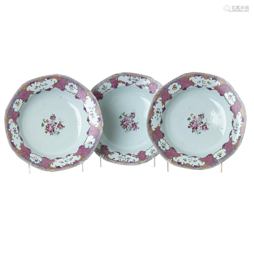 Three export Chinese porcelain plates