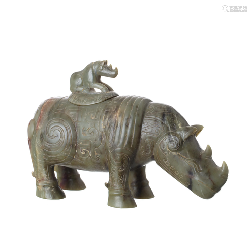 Rhinoceros in hard stone