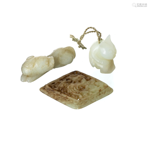 Three jade figural pendants