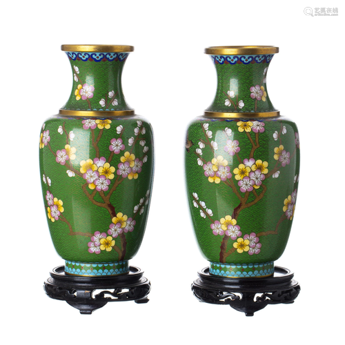 Pair of Chinese cloisonnÃ© vases.